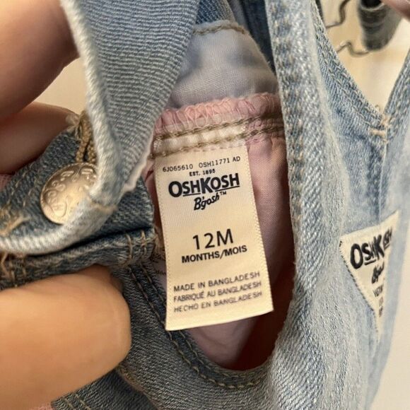 Oshkosh B'gosh Unicorn Overall Dress Pink Tulle Vestbak Denim Girls SZ 12 Months - Picture 6 of 9